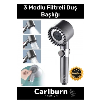 Premium Seri Çok Amaçlı Pratik Kolay Kurulum Su Akış Durdurmalı Filtreli Duş Başlığı 3 Mod