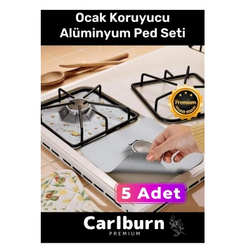 Premium Seri Yağ Kir Koruyucu İz Bırakmaz Kolay Temizlenir Ocak Koruyucu Alüminyum Ped Seti 5 Adet