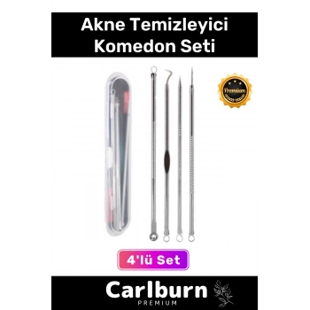 Özel Üretim Paslanmaz Çelik Günlük Cilt Bakım Siyah Nokta Akne Temizleyici Kutulu Komedon 4lü Set