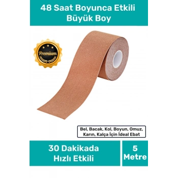 Hızlı Etkili Büyük Boy Kas Eklem Bel Bacak Kol Boyun Sırt Omuz Karın Kalça Ağrı IsıI Bandı 5cm x 5m