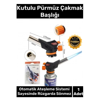 1300 Derece Isı Sağlayan Her Marka Gaz Kartuş Uyumlu Otomatik Ateşleyici Portatif Pürmüz Başlığı