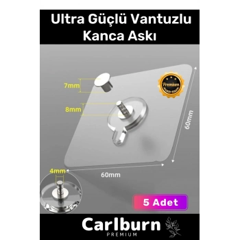 Özel Üretim Süper Güçlü Yapışkan Kanca İz Bırakmaz Paslanmaz Çelik Ultra Güçlü Vantuzlu Askı 5 Adet