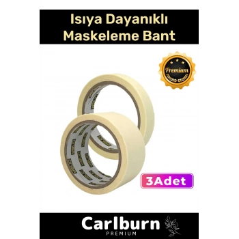 Isıya Dayanıklı Krep Kağıt Kolay Sökülebilen Kağıt 25mt Maskeleme Boya Badana Bandı - 3 Adet