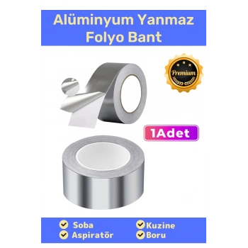 Özel Suya Sıcaklığa Dayanıklı Tamir Soba Boru Yama Alüminyum Yanmaz Folyo Bant 44mm 20mt - 1 Adet