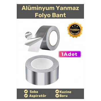Özel Suya Sıcaklığa Dayanıklı Tamir Soba Boru Yama Alüminyum Yanmaz Folyo Bant 44mm 10mt - 1 Adet