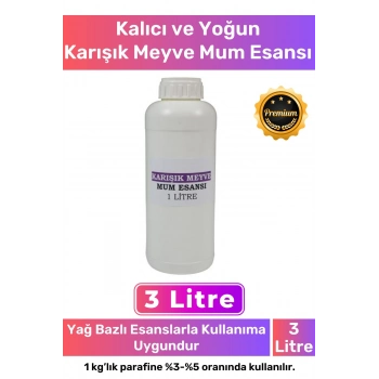 Özel Üretim Kalıcı Yoğun Yağ Bazlı Tüm Ürünlerle Kullanıma Uygun Karışık Meyve Mum Esansı 3 LT