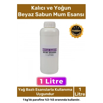 Özel Üretim Kalıcı Yoğun Yağ Bazlı Tüm Ürünlerle Kullanıma Uygun Hamam Beyaz Sabun Mum Esansı 1 LT
