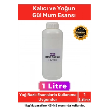 Özel Üretim Kalıcı Yoğun Kaliteli Yağ Bazlı Tüm Ürünlerle Kullanıma Uygun Gül Mum Esansı 1 LT