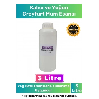 Özel Üretim Kalıcı Yoğun Kaliteli Yağ Bazlı Tüm Ürünlerle Kullanıma Uygun Greyfurt Mum Esansı 3 LT