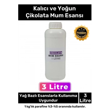 Özel Üretim Kalıcı Yoğun Kaliteli Yağ Bazlı Tüm Ürünlerle Kullanıma Uygun Çikolata Mum Esansı 3 LT