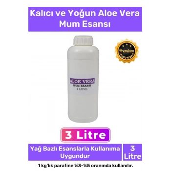 Özel Üretim Kalıcı Yoğun Kaliteli Yağ Bazlı Tüm Ürünlerle Kullanıma Uygun Aloe Vera Mum Esansı 3 LT