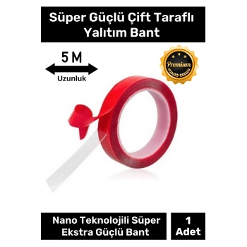 Premium Ekstra Güçlü Çok Amaçlı Çift Taraflı Tamir Dış Mekan Montaj 5mt Silikon Şeffaf Bant 1 Adet