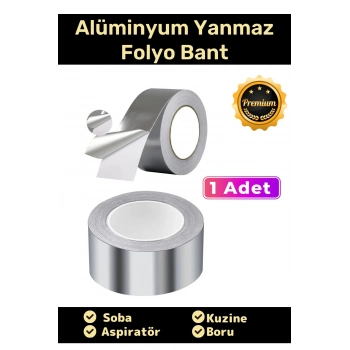 Özel Suya Sıcaklığa Dayanıklı Tamir Soba Boru Yama Alüminyum Yanmaz Folyo Bant 45mm - 5mt - 1 Adet