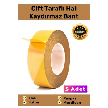 Özel Üretim Halı Kilim Sabitleme Yapıştırma Kaydırmaz Çift Taraflı Bant 48mm X 10mt - 5 Adet