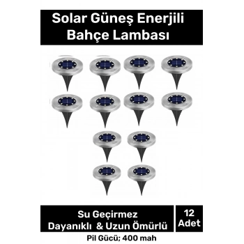 Özel Su Geçirmez Dayanıklı 8 Ledli Solar Güneş Enerjili Işık Bahçe Dekor Aydınlatma Lambası 12 Adet