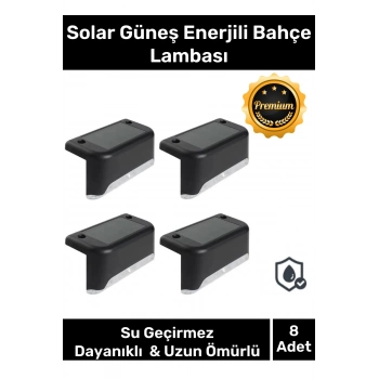 Özel Su Geçirmez Solar Güneş Enerjili Şarj Edilen Köşebent Merdiven Veranda Bahçe 8li Led Set