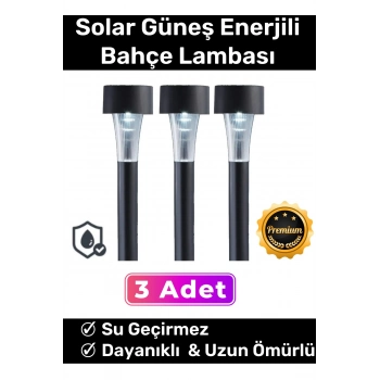 Premium Kablosuz Su Geçirmez Dayanıklı Şık Solar Güneş Enerjili Bahçe Lambası Saplama 30cm 3 Adet