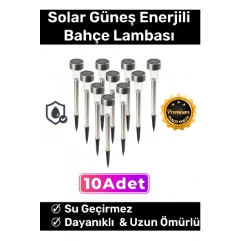 Premium Kablosuz Su Geçirmez Dayanıklı Şık Solar Güneş Enerjili Bahçe Lambası Saplama 30cm 10 Adet