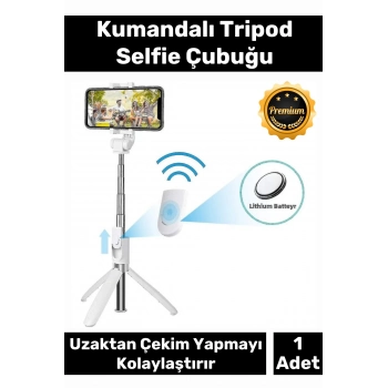 Premium Pratik Ayaklı Stabil Çekim Yapabilen Uzaktan Çekim Özellikli Kumandalı Tripod Selfie Çubuğu