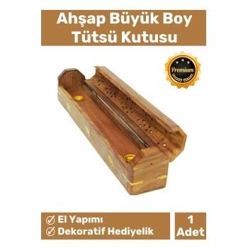 Deluxe Seri Taşınabilir El Yapımı Ahşap Dekoratif Desenli Hazneli Büyük Tütsü Kutusu