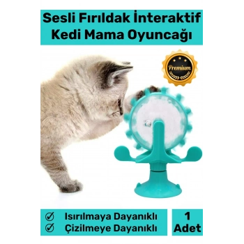 Özel Üretim Vantuzlu Çizilmeye Isırılmaya Dayanıklı Sesli Fırıldak İnteraktif Kedi Mama Oyuncağı