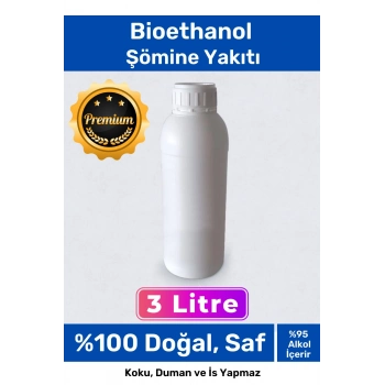 Özel Üretim %100 Doğal Saf Temiz Çevre Dostu Sıvı Koku Yapmayan Bioethanol Şömine Yakıtı 3 Litre