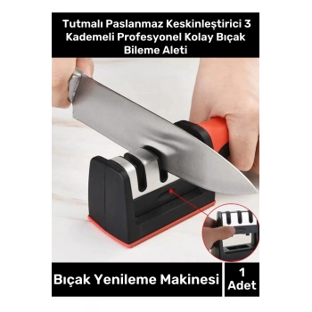 Özel Üretim Tutmalı Paslanmaz Keskinleştirici 3 Kademeli Profesyonel Kolay Bıçak Bileme Aleti