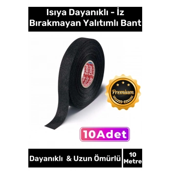 Premium Isıya Dayanıklı Aşınma Direnci Kalıntı Bırakmayan Alev Geciktirici 10mt Yalıtım Bant 10 Adet
