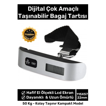 Premium Seyahat Bavul Ağırlık Tartı Dijital Lcd Ekran Çok Amaçlı Taşınabilir Bagaj Tartısı Max 50 Kg