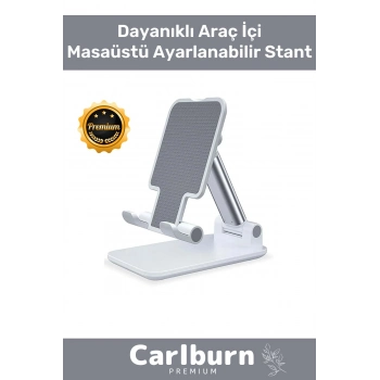 Özel Üretim Profesyonel Dayanıklı Kaymaz Tablet Telefon Tutucu Stant 2 Kademeli Uzunluk Beyaz