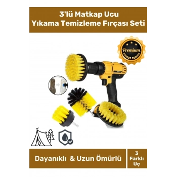 Özel Banyo Küvet Duşakabin Araba Tekerleği Koltuk Yıkama 3lü Matkap Ucu Temizleme Fırçası Seti