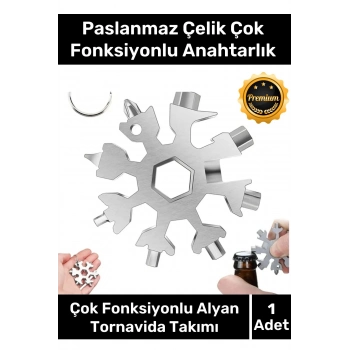 Özel Üretim Paslanmaz Çelik Çok Fonksiyonlu Alyan Tornavida Takımı Anahtarlık Konserve Açıcı
