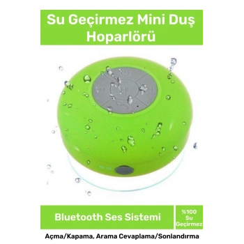 Deluxe Serisi Vantuzlu Su Geçirmez Şarjlı Mini Bluetooth Özellikli Beyaz Duş Kamp Sahil Hoparlörü