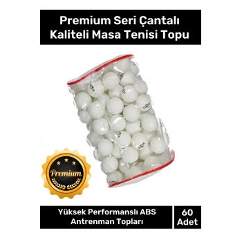 Premium Seri Çantalı Kaliteli Masa Tenisi Etkinlik 60 Adet Beyaz Canlı Pinpon Topu