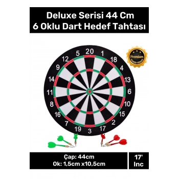 Premium Seri Kaliteli 17 Her Yaş Için Iç Dış 44 Cm Kız Erkek Çocuk 6 Ok Dart Ahşap Hedef Tahtası