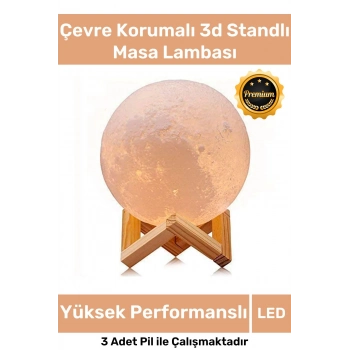 Premium Seri Çevre Korumalı 3d Standlı Küre Dekoratif Yüksek Performanslı Led Ay Gece Masa Lambası