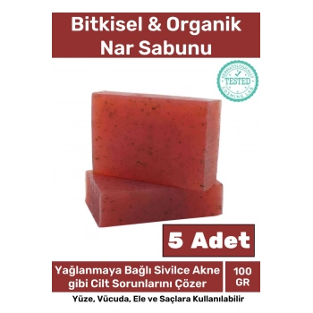 Özel Doğal Organik Güzel Kokulu El Yüz Saç Vücut Cilt Orijinal 5li Nar Sabunu