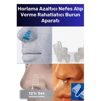 Premium Horlama Azaltıcı Nefes Alıp Verme Rahatlatıcı Uyku Önleyici Burun Delik Aparatı 12li Set