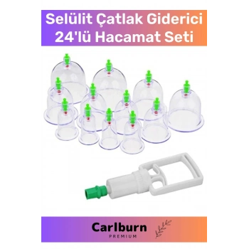 Premium Series Selülit Çatlak Giderici Vakumlu Masaj Aleti 24lü Kupa Hacamat Seti