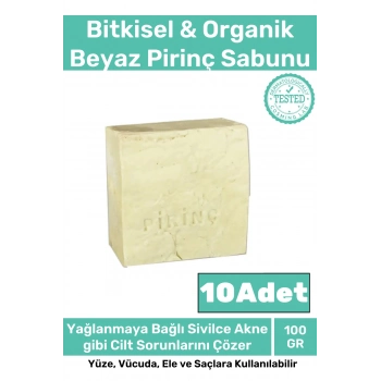 %100 Doğal Koku Yüz Cilt Beyazlatıcı Organik Nemlendirici Beyaz Pirinç 10lu Sabun Set