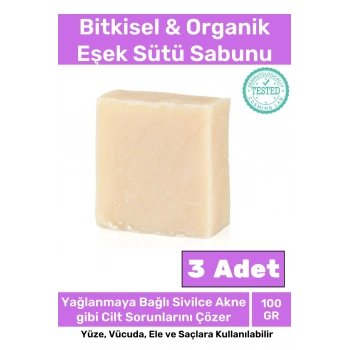 Özel %100 Doğal Bitkisel El Yüz Vücut Saç Cilt Orijinal Vegan 3lü Eşek Sütü Sabunu