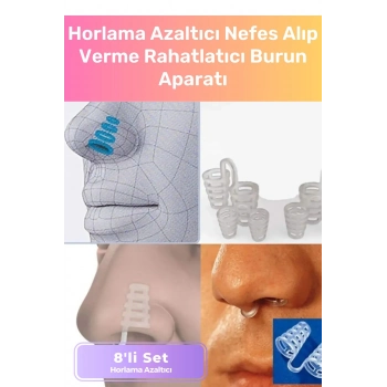 Premium Horlama Azaltıcı Nefes Alıp Verme Rahatlatıcı Uyku Önleyici Burun Delik Aparatı 8li Set