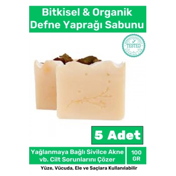 Özel %100 Doğal Defne Yaprağı Sabunu Organik Zeytinyağlı Defne Yapraklı Saç El Cilt Sabun 5li Set