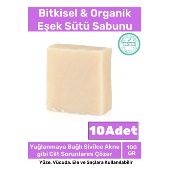Özel %100 Doğal Bitkisel El Yüz Vücut Saç Cilt Orijinal Vegan 10lu Eşek Sütü Sabunu