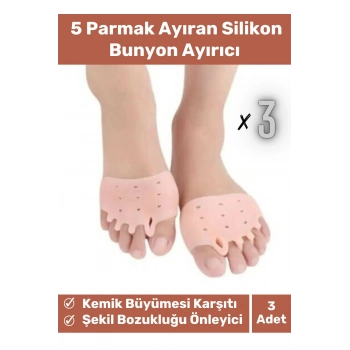 Valgus Silikon Ayak Bunyon Kemik Koruyucu Makaralı Gömleği Halluks Parmak Ayırıcı Düzenleyici 3lü
