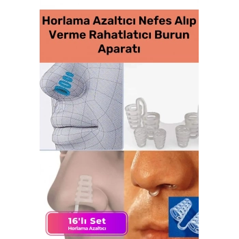 Premium Horlama Azaltıcı Nefes Alıp Verme Rahatlatıcı Uyku Önleyici Burun Delik Aparatı 16li Set
