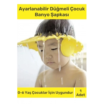 Özel Üretim Bebek Duş Başlığı Ayarlanabilir Düğmeli Çocuk Küvet Göze Su Kaçırmayan Banyo Şapkası