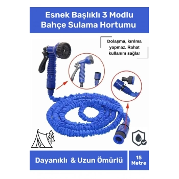 Özel Üretim Dolaşmaz Kırılmaz 7 Kademeli Uzayan Bahçe Sulama Araç Yıkama Tabancalı 15 Metre Hortum