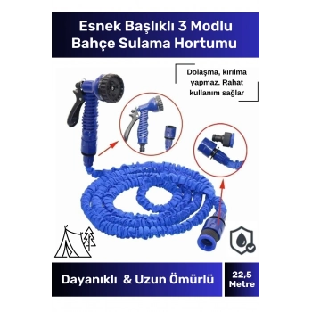 Özel Üretim Dolaşmaz Kırılmaz 7 Kademeli Uzayan Bahçe Sulama Araç Yıkama Tabancalı 22,5 Metre Hortum