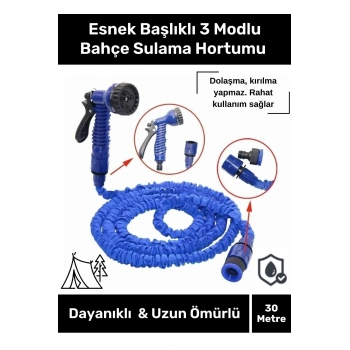 Özel Üretim Dolaşmaz Kırılmaz 7 Kademeli Uzayan Bahçe Sulama Araç Yıkama Tabancalı 30 Metre Hortum